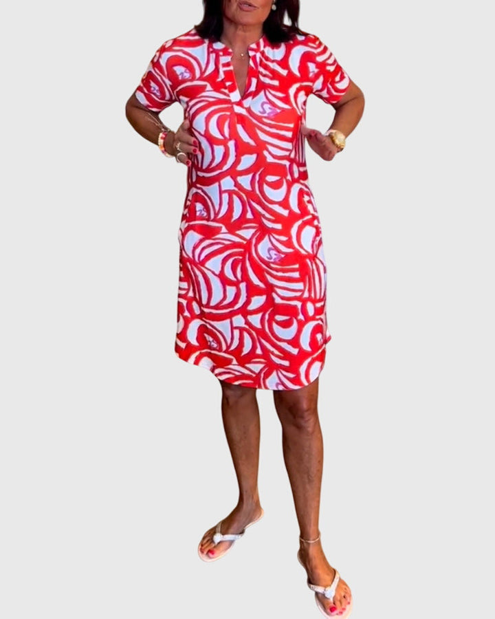 Yvaine | Abstract Print Shirt Dress with Pockets