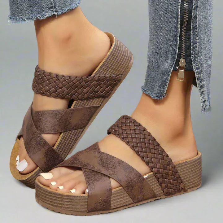 Silvana | Woven Cross Strap Platform Sandals