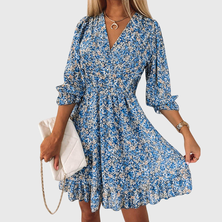 Elena | Floral Puff Sleeve Mini Dress