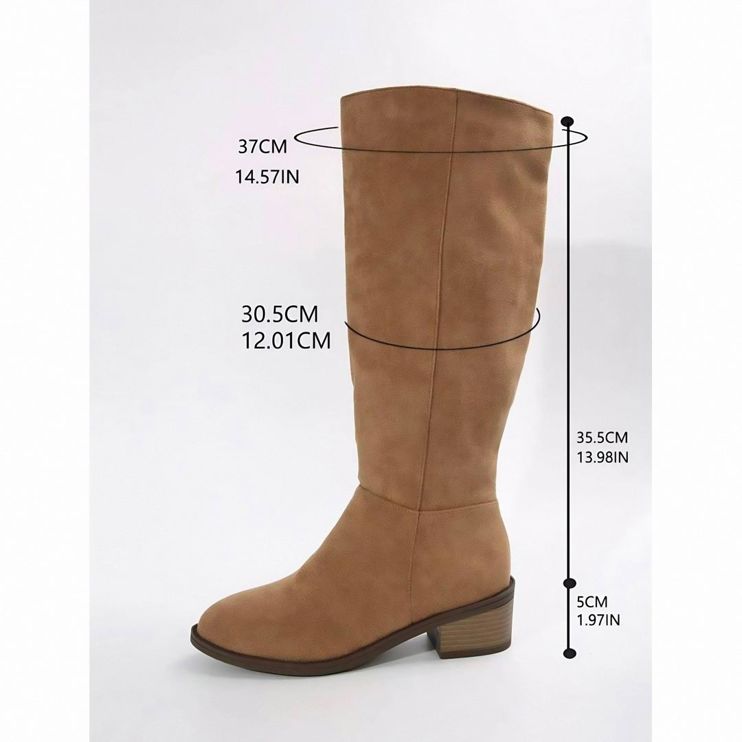Martina | Suede Knee-High Boots with Block Heel