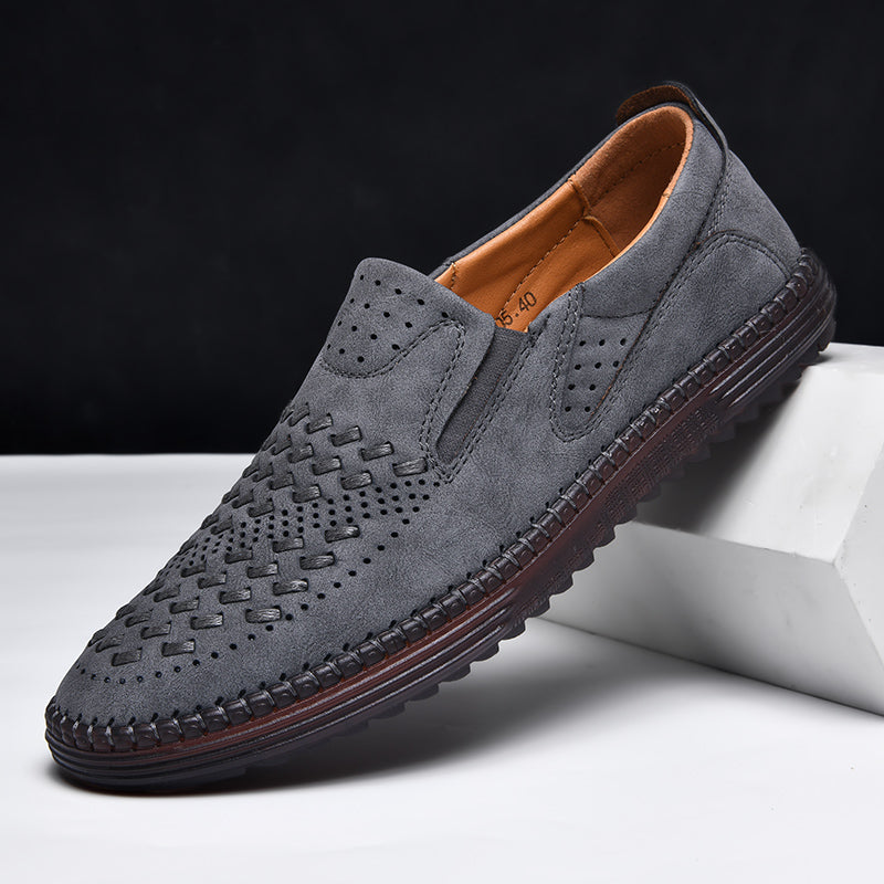 Aaron | Perforated Textured Slip-On Loafers