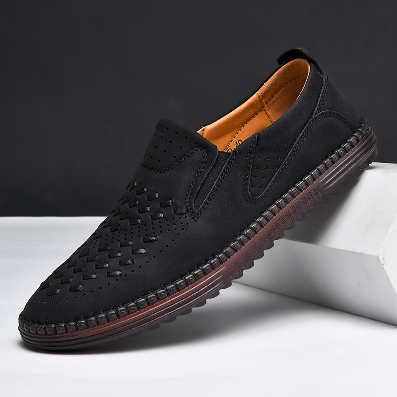 Aaron | Perforated Textured Slip-On Loafers