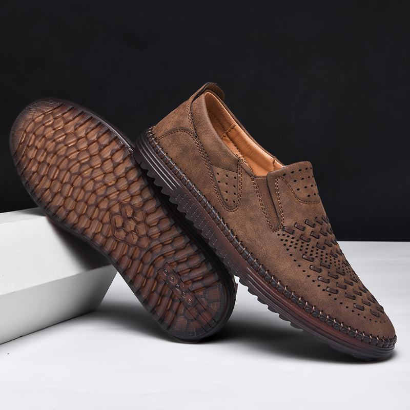 Aaron | Perforated Textured Slip-On Loafers
