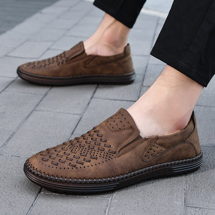 Aaron | Perforated Textured Slip-On Loafers