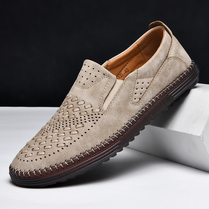 Aaron | Perforated Textured Slip-On Loafers
