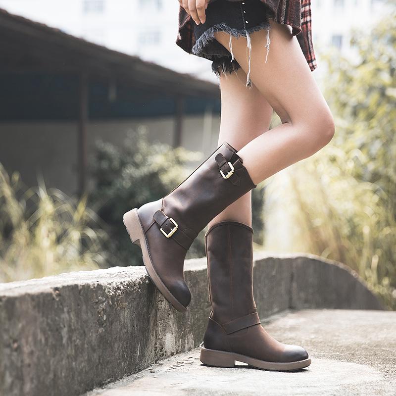 Thea | Mid-Calf Buckle Strap Boots