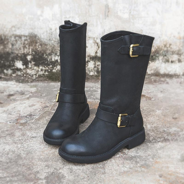 Thea | Mid-Calf Buckle Strap Boots