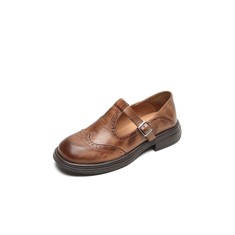 Ileana | Brogue T-Strap Mary Jane Flats