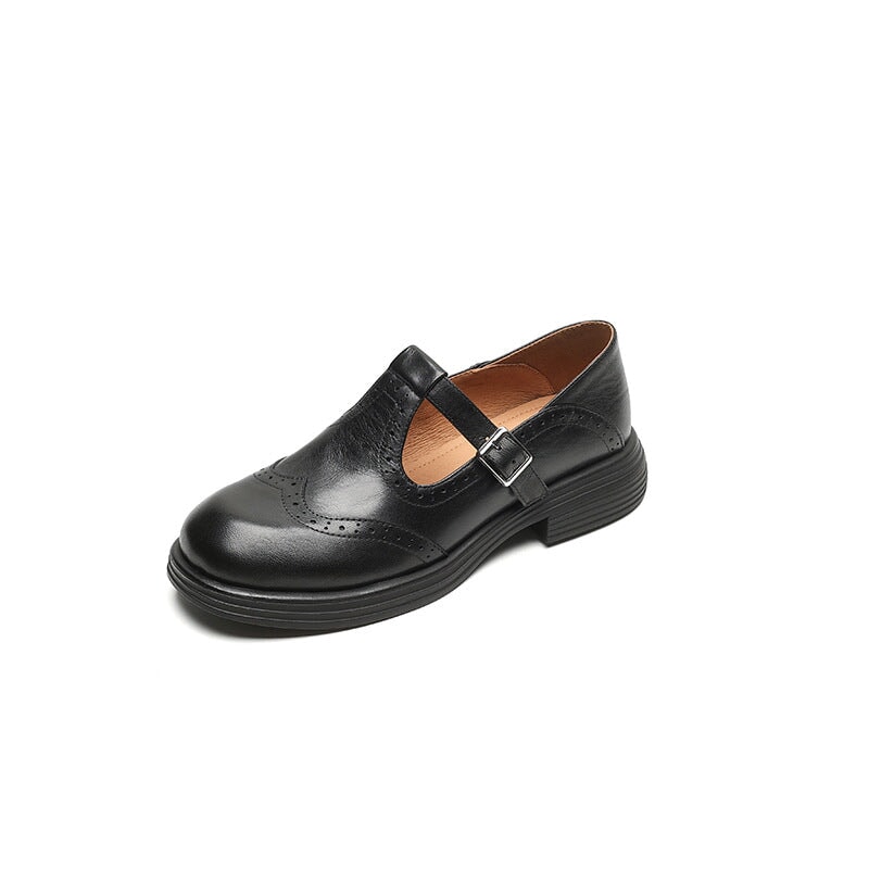 Ileana | Brogue T-Strap Mary Jane Flats