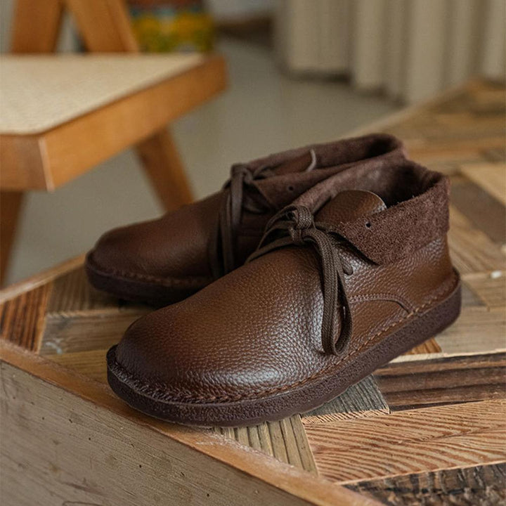 Ilana | Brown Lace-Up Leather Chelsea Boots