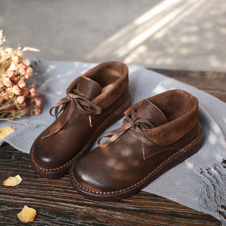 Ilana | Brown Lace-Up Leather Chelsea Boots