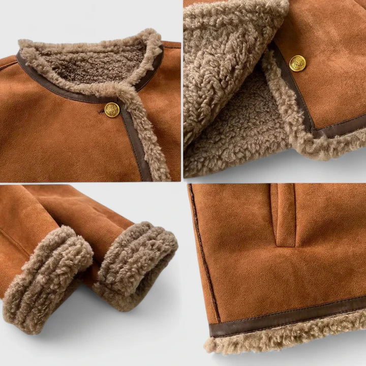 Fortunata | Brown Suede Jacket with Faux Fur Trim