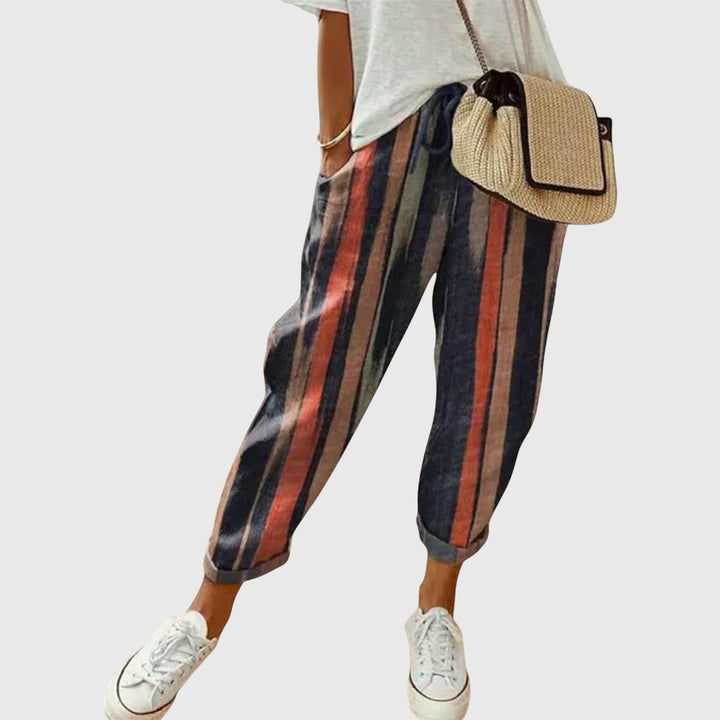Sophie | Striped Relaxed Cotton Pants with Pockets