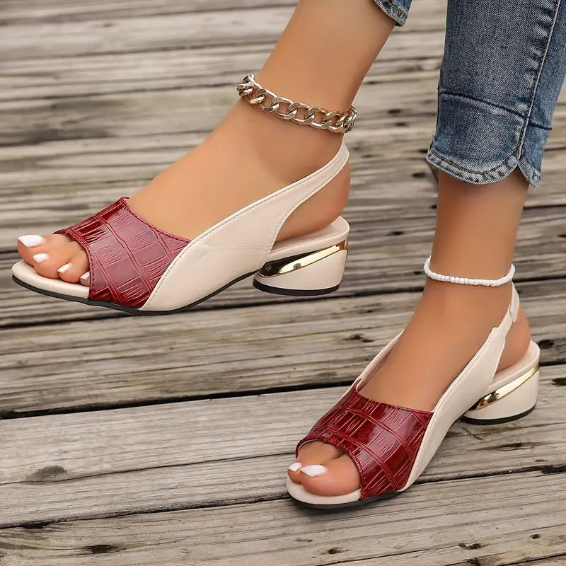 Ann | Croc-Embossed Slingback Wedge Sandals