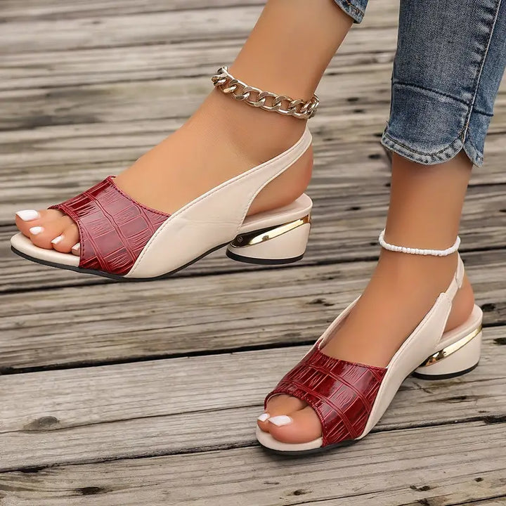 Ann | Croc-Embossed Slingback Wedge Sandals
