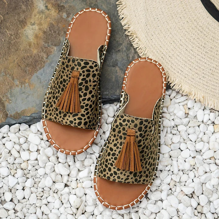 Patience | Bohemian Slide Sandals with Tassel Detail