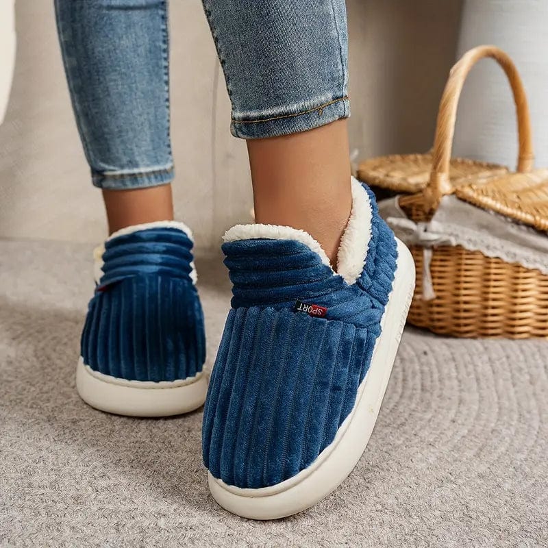 Amberly | Corduroy Faux Fur Slippers with Plush Lining