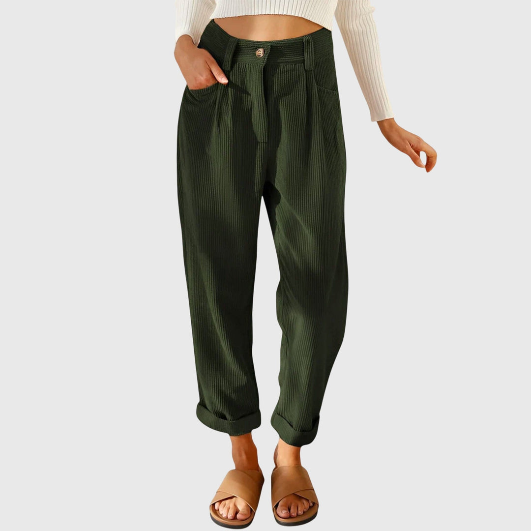 Ziva | High-Waisted Corduroy Pants with Pockets
