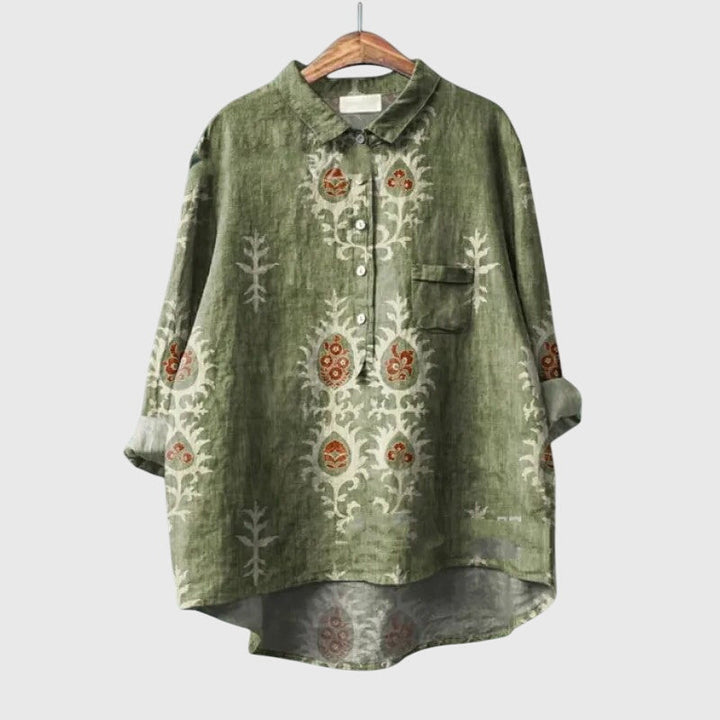 Tori | Floral Print Blouse with Button Front