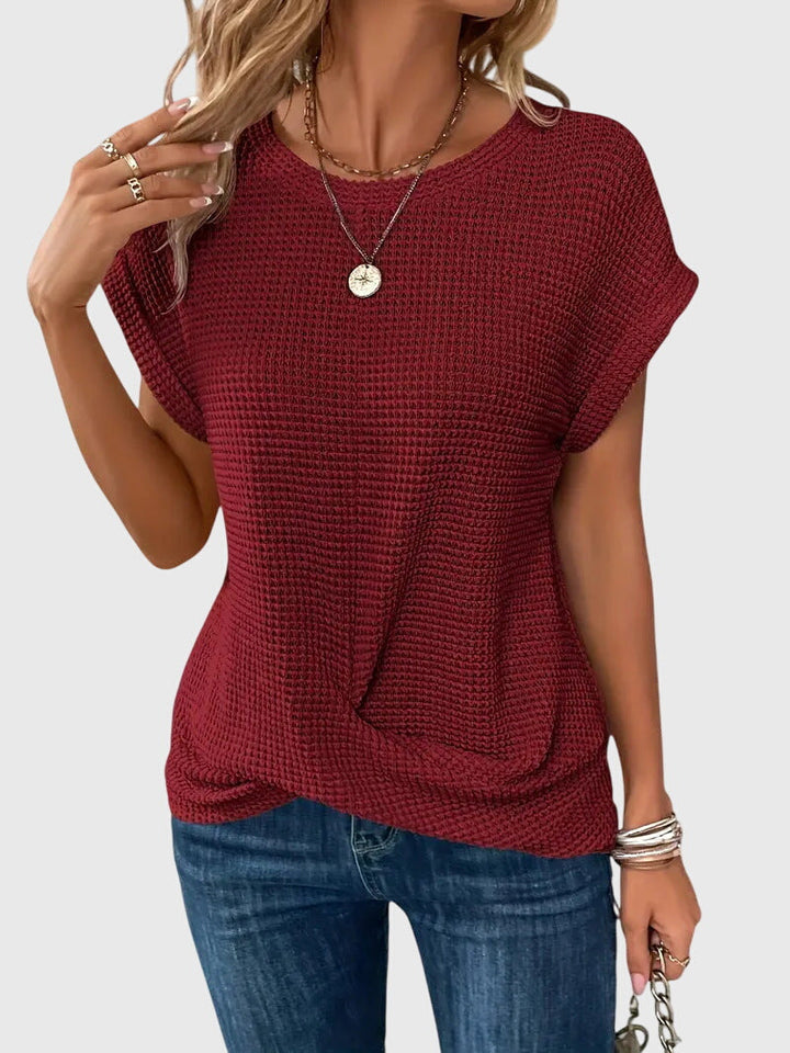 Margo | Waffle Knit Top with Short Sleeves