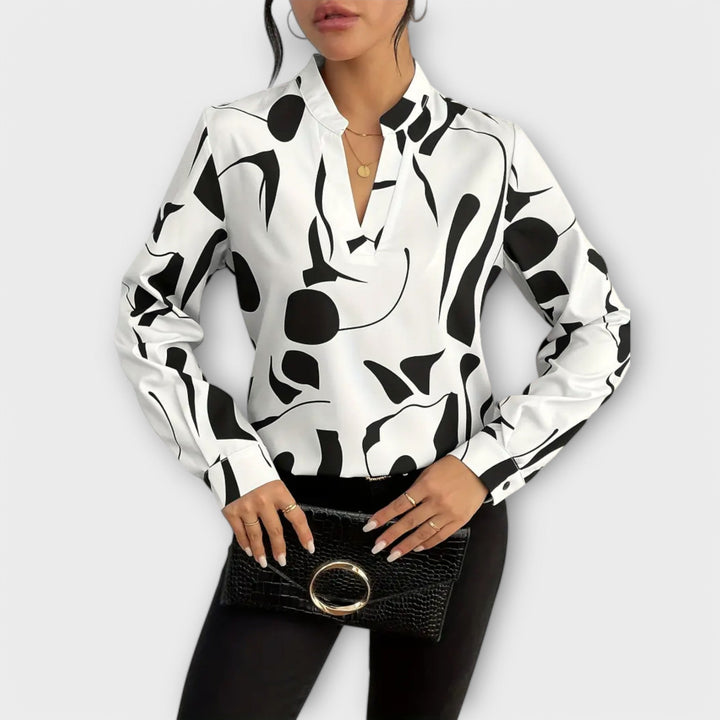 Dinara | Split Neck Abstract Blouse