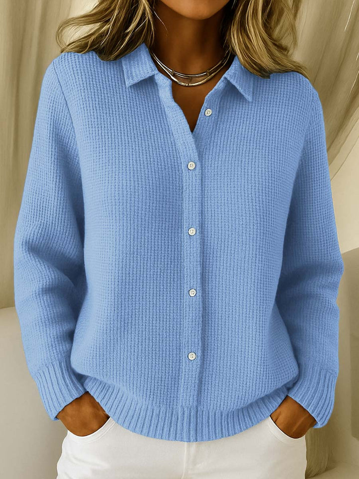 Cathryn | Waffle Knit Button-Front Cardigan Top