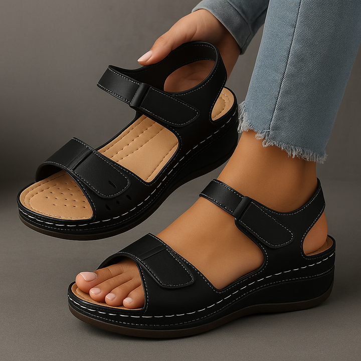 Rhoda | Wedge Sandals with Velcro Straps