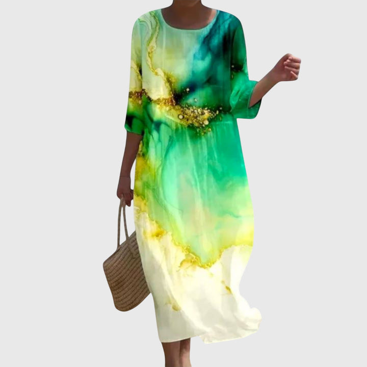 Bellarosa | Floral Midi Dress with 3/4 Sleeves