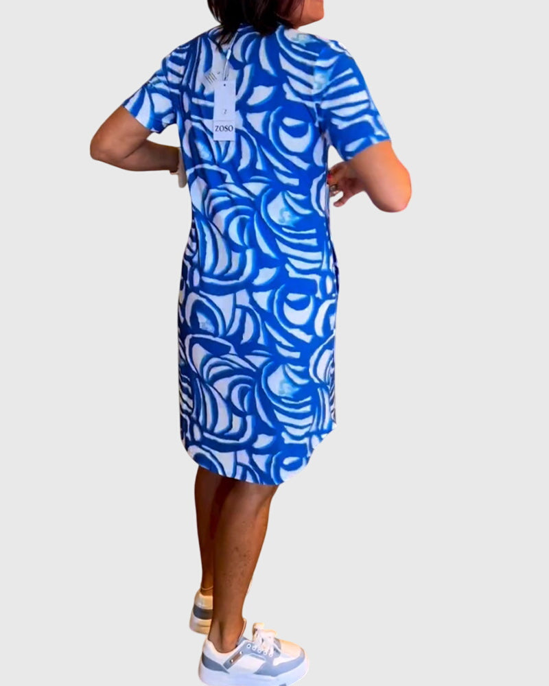 Yvaine | Abstract Print Shirt Dress with Pockets