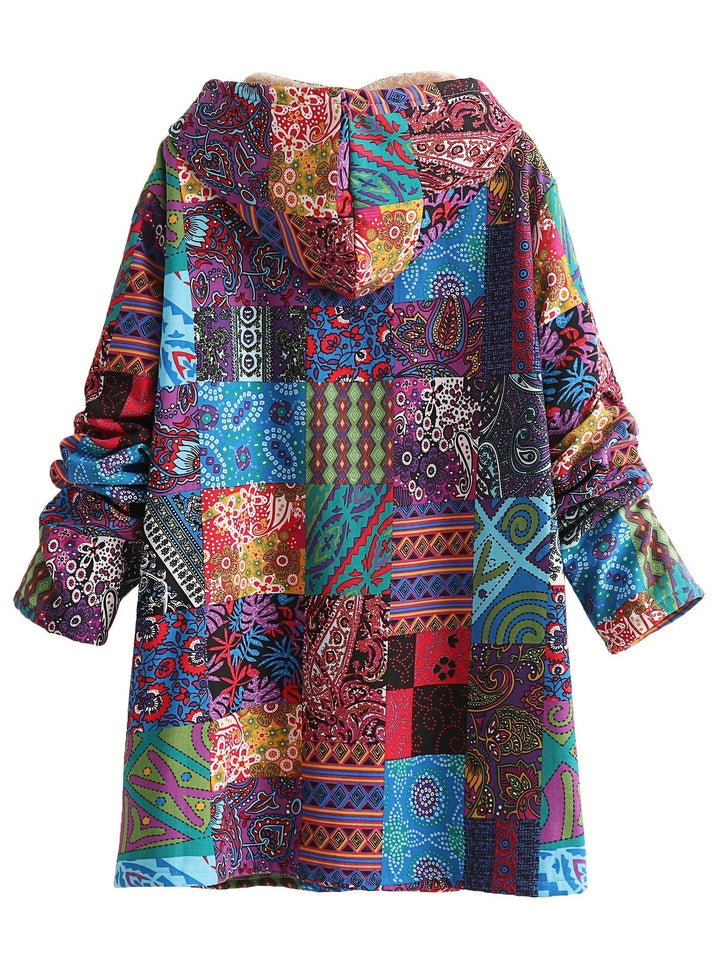 Estella | Patchwork Hooded Fleece Winter Coat