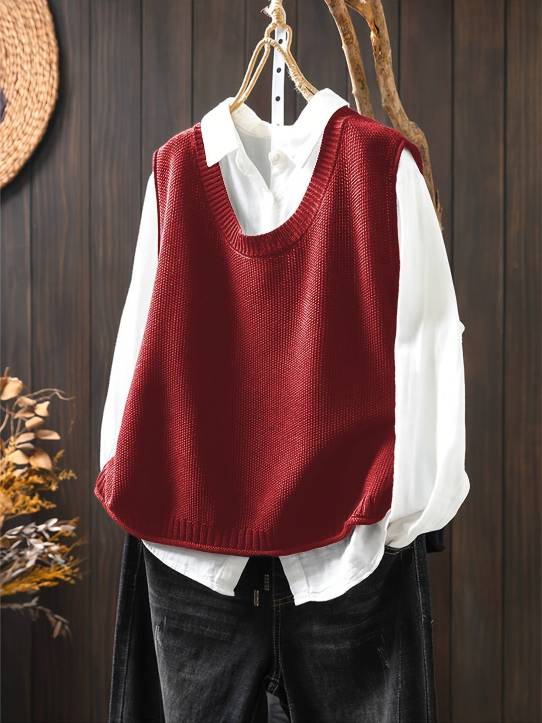 Iva | Knit Sweater Vest with Round Neck