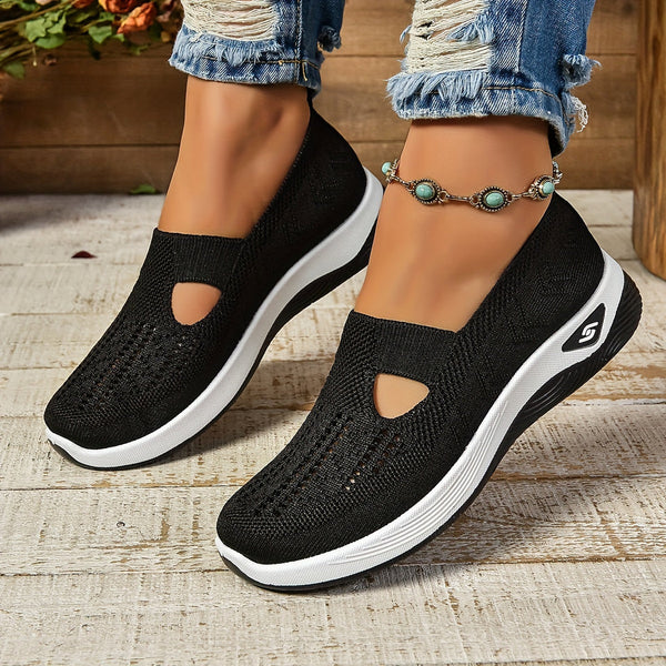 Juana | Knit Slip-On Wedge Sneakers with Cutouts