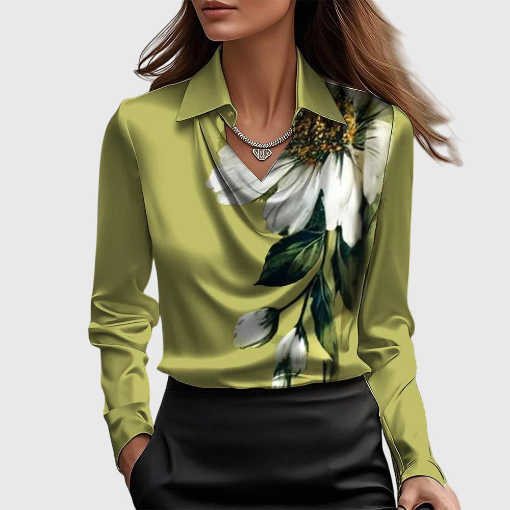 Atara | Pleated Neckline Elegant Blouse