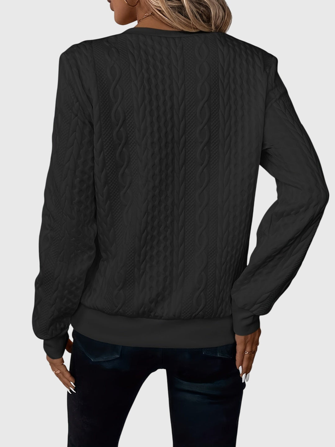 Leslie | Cable Knit Quarter Zip Sweater Pullover