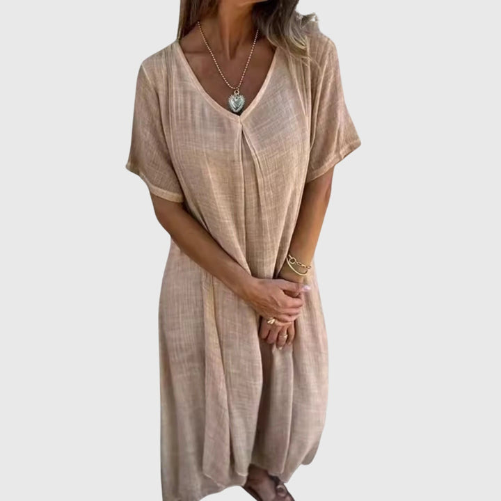 Fiona | Lightweight V-Neck Midi Dress