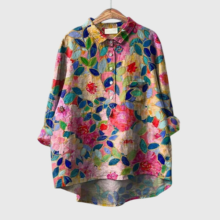 Tori | Floral Print Blouse with Button Front
