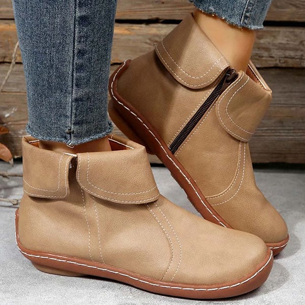 Amaris | Vintage Leather Ankle Boots with Side Zip