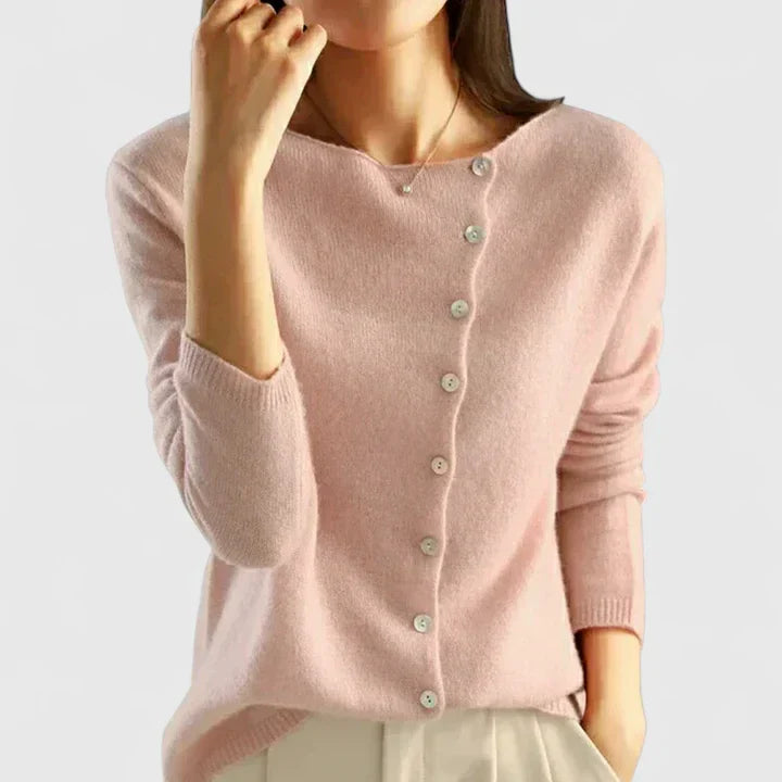 Ayla | Button Front Knit Cardigan with Collar