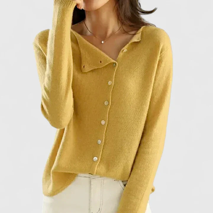 Ayla | Button Front Knit Cardigan with Collar