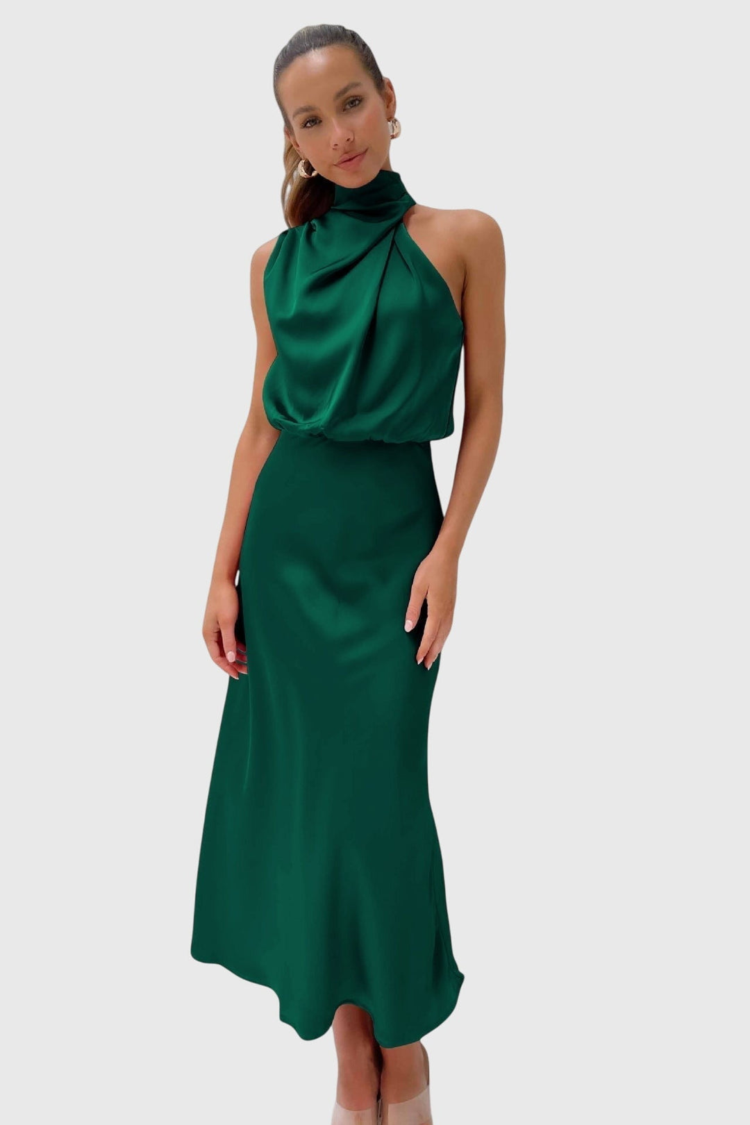 Bellatrixandrea | Satin Halter Neck Dress Sleeveless
