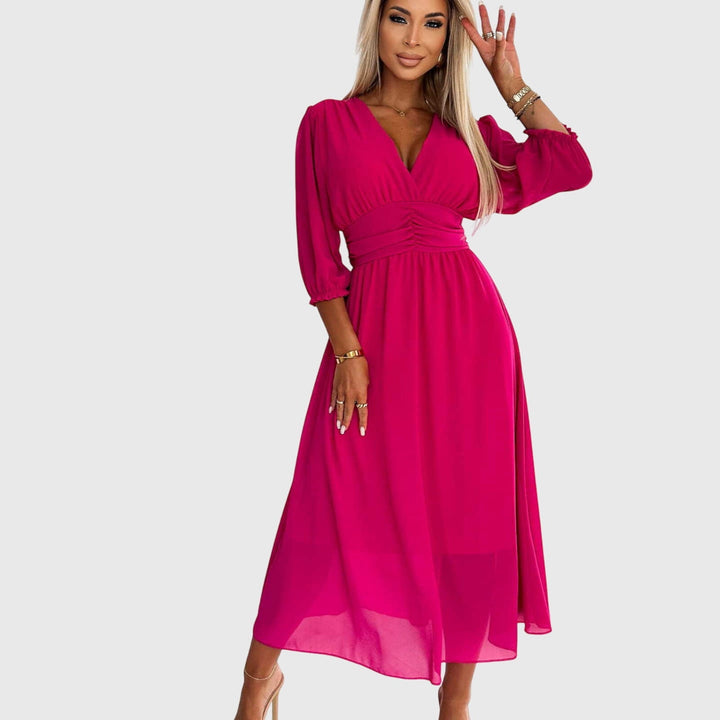 Elmira | Silky Chiffon Midi Dress