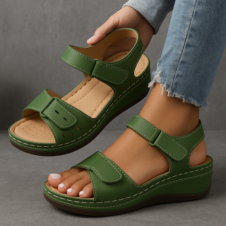 Rhoda | Wedge Sandals with Velcro Straps
