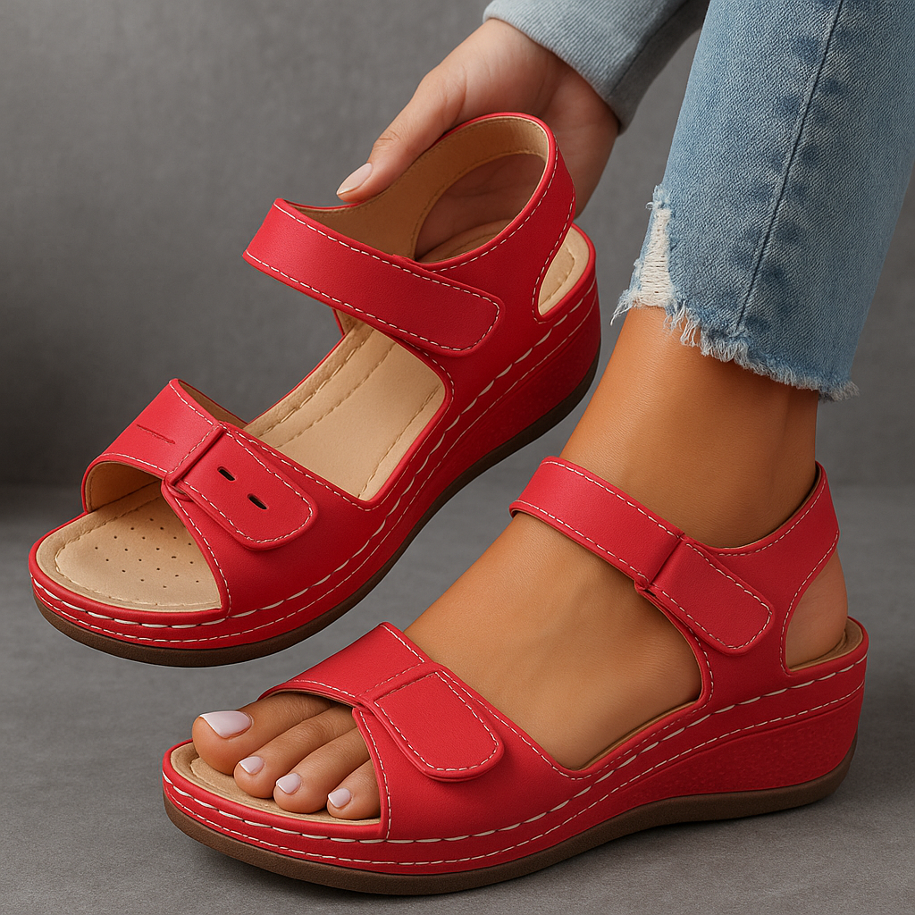 Rhoda | Wedge Sandals with Velcro Straps