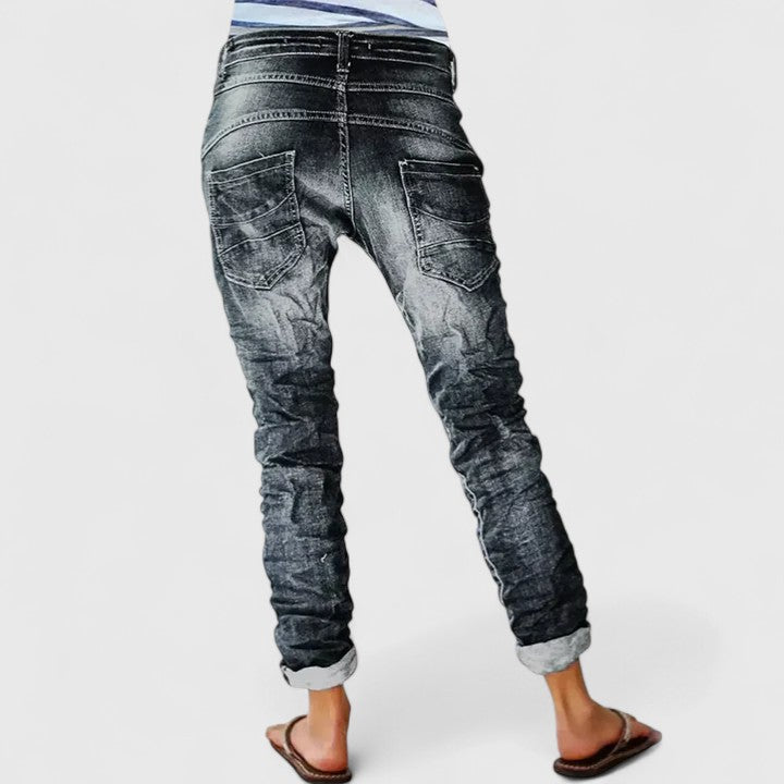 Ursula | Distressed Acid Wash Jeans Tapered Fit