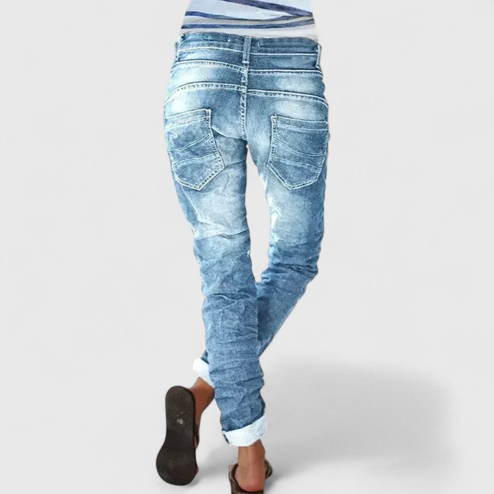 Ursula | Distressed Acid Wash Jeans Tapered Fit