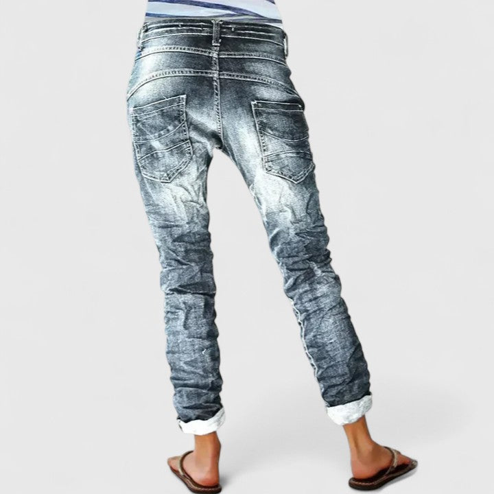 Ursula | Distressed Acid Wash Jeans Tapered Fit