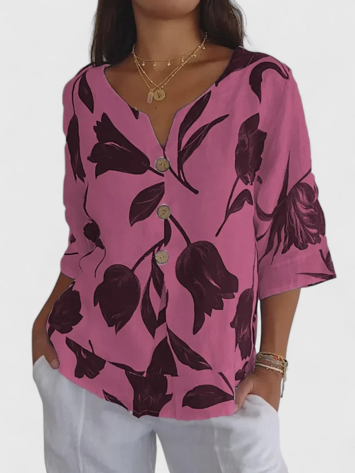 Isabel | Floral V-Neck Comfort Blouse