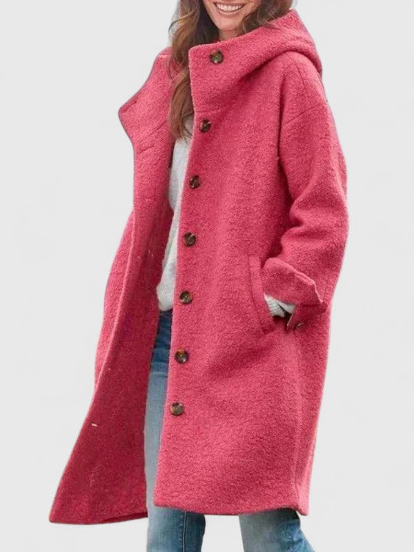 Dinah | Hooded Button-Front Wool Coat