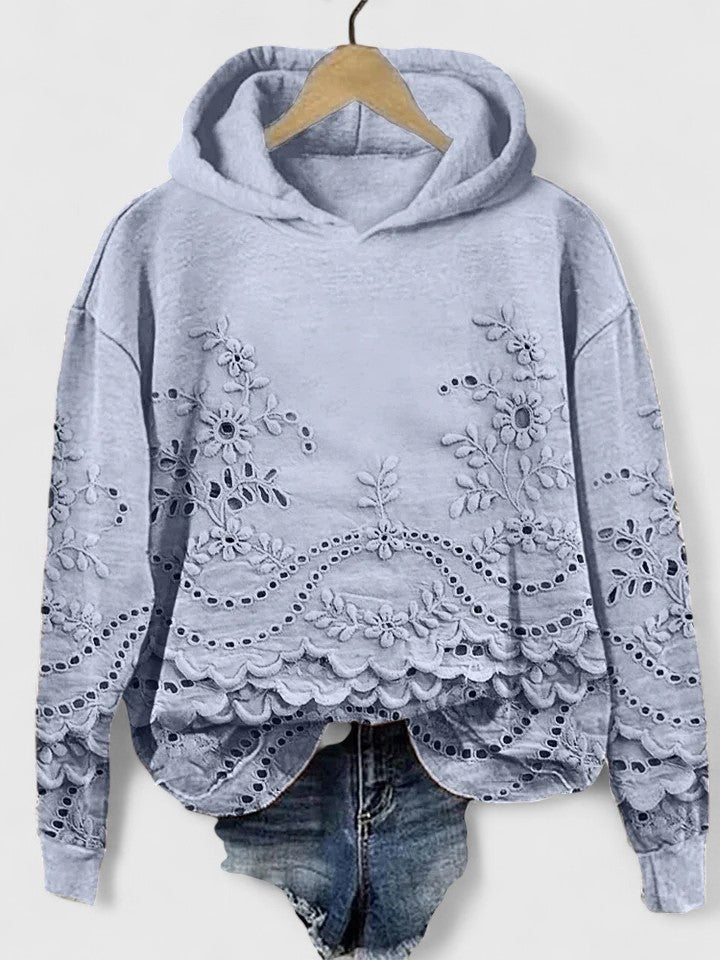 Lena | Floral Embroidered Eyelet Lace Hoodie