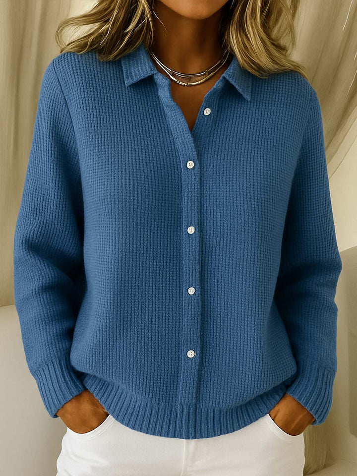Cathryn | Waffle Knit Button-Front Cardigan Top